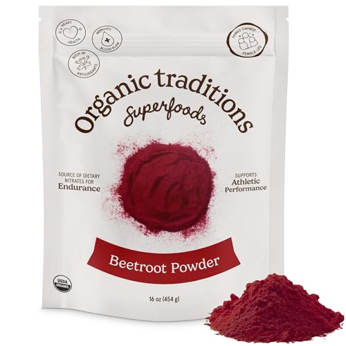 Image of Organic Traditions Beetroot Powder, Organic Beet Root Powder, Vegan, Plant Based Superfood, Ideal for Smoothies Juices Baking and Cooking, Colorful Ingredients for Everyday Nutrition, 454g /16oz