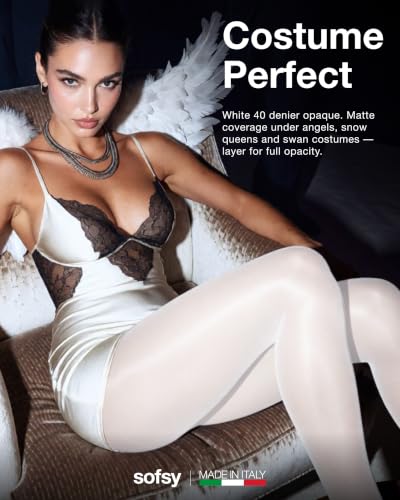 Image of sofsy Italian Rip-Resistant 40 Den Opaque Tights for Women
