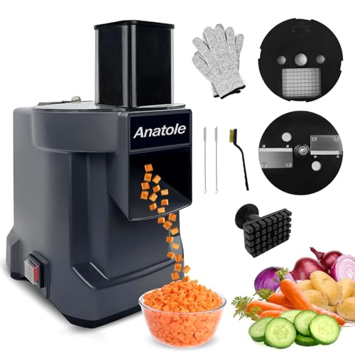 Comparison: Best Electric Vegetable Dicer 6 Anatole Electric Vegetable Dicer Slicer Commercial Food Processor Multifunctional Veggie Chopper Professional Heavy Duty Fruits Cutter with 2 Stainless Steel Blades for Carrot Potato Onion 100W 110V