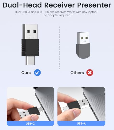Image of Green Light Presentation Clicker for Teachers - USB-C Rechargeable Wireless Presenter for PowerPoint /Keynote /Google Slides, Plug & Play Remote for Mac /Windows /Laptop