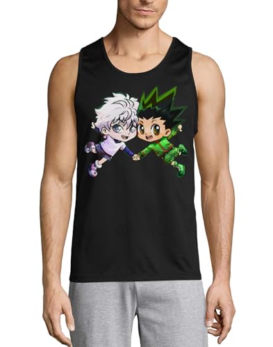 Camiseta sin mangas de algodón Anime 54 negra de hombre