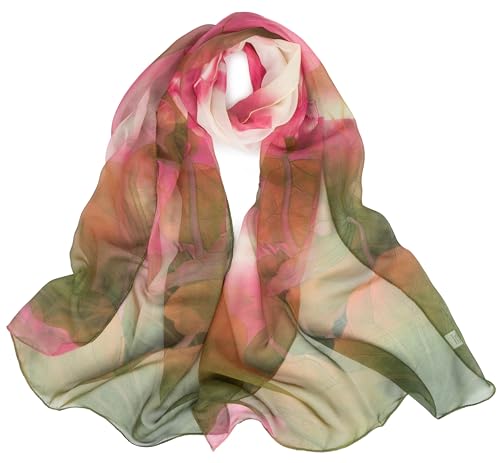 Women Lightweight Scarf Elegant Floral Pattern Sheer Scarfs Shawls Wraps for Spring Summer Season