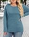 Womens Plus Size Tops Basic Long Sleeve Shirts Crew Neck T Shirt Fall Outfits Loose Fit Casual Blouses (Blue Green, 5XL)