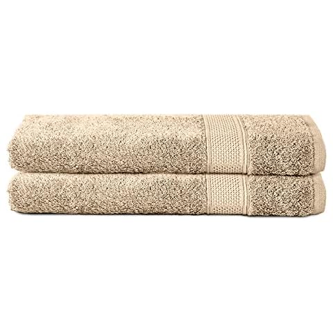 Komfortec 2er Set Duschtücher, 70x140cm Größe, Doppelpack,%100 Baumwolle, Handtücher Cover