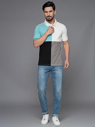Image of THE DRY STATE Men's Basic Fit Textured Stand Collar Henely T-Shirt