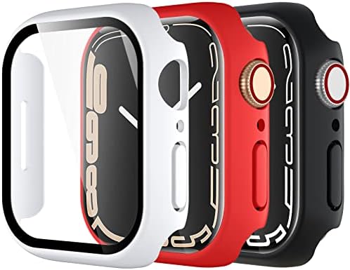 Dirrelo 3 Pack PC Case Compatible with Apple Watch Series 6/5/4/SE 40mm Tempered Glass Screen Protector, Full Cover Thin All-Around HD Protective Bumper Case for iwatch 6/5/4, White/Pink/Rose gold