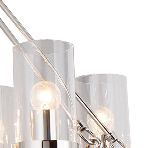 Aa Warehousing Lz10-8N 8 Light Candle Style Clear Glass Shade, Nickel Finish Chandelier #TOP1