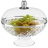 Xeiwagoo Fruit Bowl with Lid for Kitchen Counter, Pedestal Bowl with Lid, Fruit Basket for Kitchen, Fruit Bowl for Table Décor, Fruit, Vegetables, Bread, Snacks (Clear)