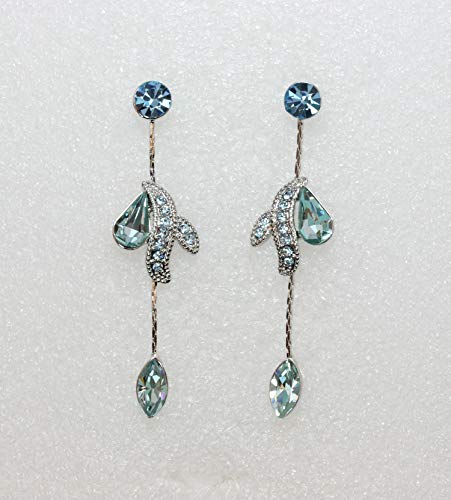 Faship Gorgeous Aqua Rhinestone Crystal Floral Necklace Earrings Set - Aqua #TOP3