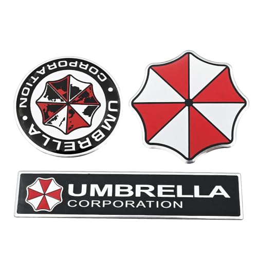 Kaolituis Umbrella Corporation Car Badge Circle Decals 2.95in Dia Resident Evil Stickers 3D Metal Label Emblems for Car Motorcycles,3PC