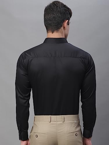 Image of Majestic Man Slim Fit Solid Cotton Formal Shirt for Men (Medium,Black)