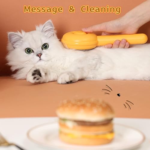 Image of Pet Grooming Comb with One-Button De-Shedding, Pet Dematting Comb,Dogs Cats Comb, Pet Hair Cleaner Brush (Yellow), blue
