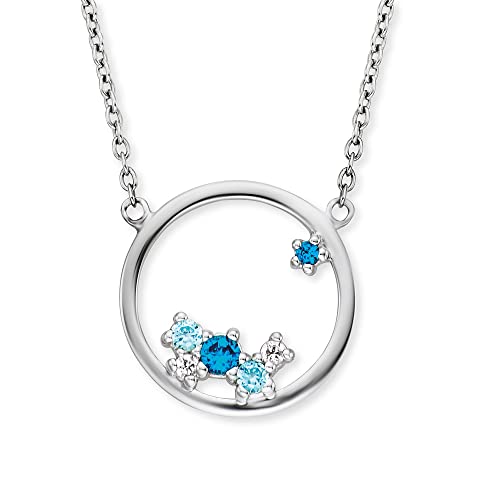Engelsrufer Damen Halskette aus Sterling Silber und rundem Cosmo Anhänger - besetzt mit 6 blauen Zirkonia Steinen - in zwei Längen verstellbar - Länge: 44cm Engelsrufer Damen Halskette aus Sterling Silber und rundem Cosmo Anhänger - besetzt mit 6 blauen Zirkonia Steinen - in zwei Längen verstellbar - Länge: 44cm