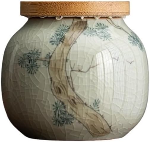 Tea Tin Simple Hand-painted Tea Canister Household Ceramic Sealed Storage Container Tins Jar 210ml Container