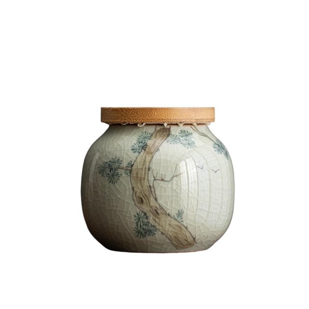 DFHS46JK Kitchen Jars Simple Hand-painted Tea Canister Household Ceramic Sealed Storage Container Tins Jar 210ml for Sugar