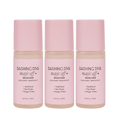 Dashing Diva Magic Off+ Remover, 3 Pack - Press-On Nail Remover with Niacinamide and Castor Oil - Contains 3
