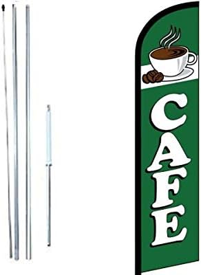 OnPoint Wares Cafe (Green) King Flag Sign With Complete Hybrid Pole set