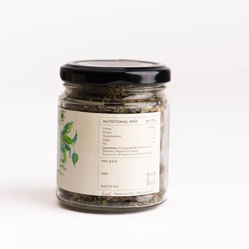 Image of Himalayan Haat Stinging Nettle, Rosemary & Peppermint Infusion - Caffeine-Free Herbal Tea Blend | Detoxifies, Improves Focus & Memory | Supports Kidney & Bone Health | 30g