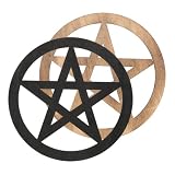 FUTUREORYY 2 Piezas Adorno Ritual de Altar de Madera Pentáculo Tallado Decoración para Mesa y Pared Práctico para Ceremonias y Hogar Color Marrón y Negro
