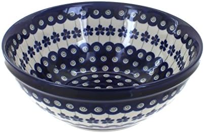 Blue Rose Polish Pottery Flowering Peacock Medium Serving Bowl