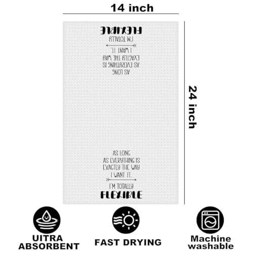 Image of Hanamiya Na Funny Kitchen Towels 24x14 Inch, Sarcastic Sayings Reusable Dish Towels for Kitchen Bathroom Decor, Funny Waffle Weave Absorbent Hand Cloth Tea Towel, Sarcastic Gifts for Women Friend