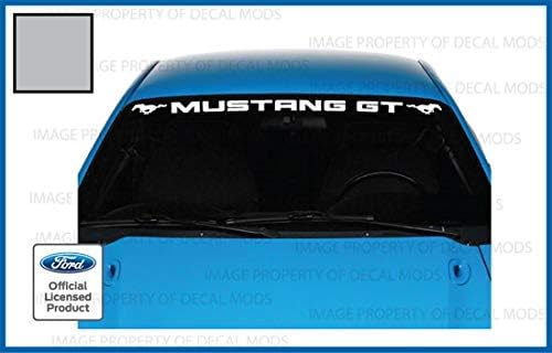Decal Mods Cartel para parabrisas delantero compatible con Ford Mustang (1999-2004), calcomanía gráfica V6 GT Pony, PMGTP (plata metálica), CMS