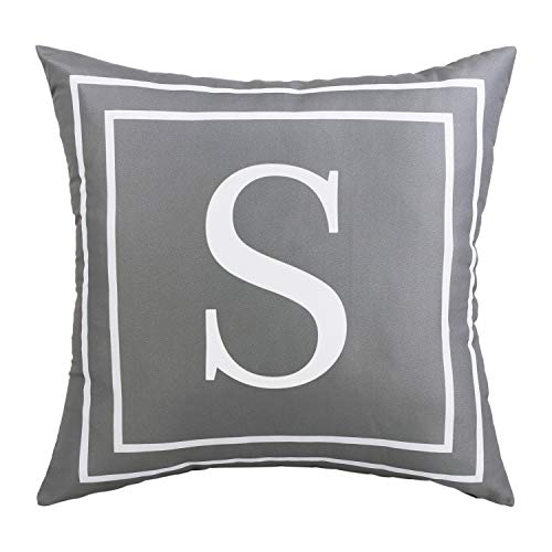 Yastouay Fundas de cojín con letra del alfabeto suave, funda de almohada decorativa, funda de cojín gris 45 x 45 cm (S)