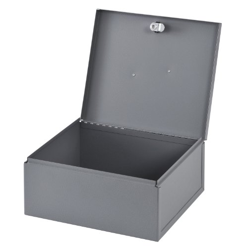 Buddy Products Heavy Duty Locking Metal Strong Box, 8.5 x 4.625 x 10 Inches, Grey (0526-1)
