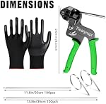 StainlessSteel Cable Tie Gun Set with 200PCS Ties - Special Tool For Fastening And Cutting Metal Cable Ties- Ideal for Chain Link Fence, Dog Fence,Outdoor Fencing, Exhaust Pipe.