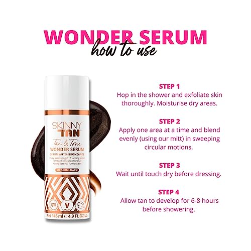 Skinny Tan Wonder Serum, 1 Hour Express Streak Free, Instant Fake Tan with Youth Boosting Q10 & Vitamin E - Image 3