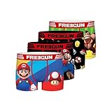 Unterhosen Männer Super Mario, Boxershorts Herren, Donkey Kong Mario, Perfekte Passform (4er Pack), Blau Grün, L
