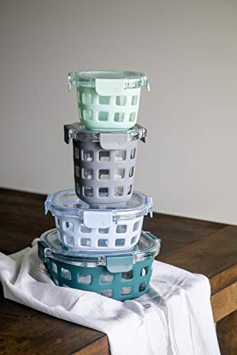 Ello 153-0841-039-6 Duraglass Rounds Glass Food Storage Containers-Meal Prep Bowls With Silicone Sleeve And Airtight Lids, 7 Cup, Teal #TOP4
