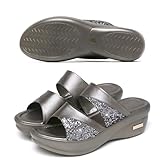 sandalias cuña gris plomo Sandalias de cuña de verano: fabricadas con materiales de calidad para un uso duradero y práctico, sandalias de cuña para mujer