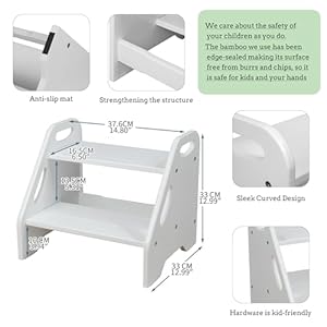 Step Stool for Toddlers, Toddler Step Stool for Bathroom Sink, Small Step Stool Kids Step Stool for Bathroom, Toilet, Stool for Kids Supports Up to 300 Lbs (White Step Stool for Toddlers Toddler Step Stool for Bathroom Sink Small Step Stool Kids Step Stool for Bathroom Toilet Stool for Kids Supports Up to 300 Lbs White