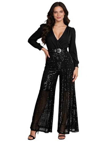Mono elegante de lentejuelas MSemis con corte acampanado y acabado brillante premium