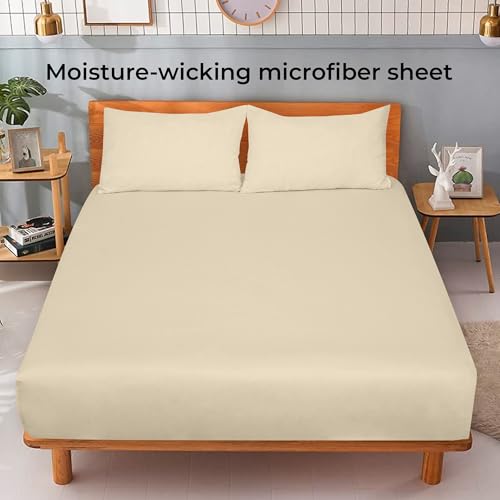 Image of Royale Linens Fitted Sheet King - Ultra Soft 1800 Brushed Microfiber - Hotel Luxury Bottom Sheets - Wrinkle Free & Fade Resistant - Deep Pocket Fitted Sheet Only (King, Sand)