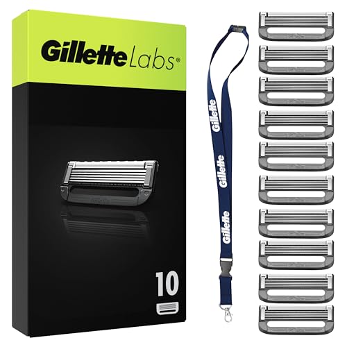 Gillette Labs Lamette Di Ricambio Per Rasoio Da Uomo, Confezione Da 10, Compatibili Con Gillette Labs Con Barra Esfoliante E Heated Razor, Rasatura Profonda Uomo, Lame di Precisione