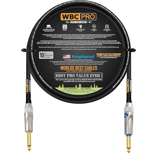 Câble d'instrument de guitare basse 20 AWG de 1.8 m avec amphenol droit
