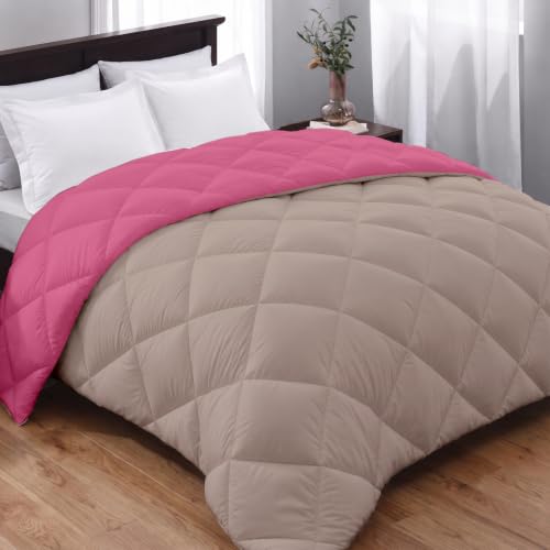 Image of AYKA Reversible Comforter 220 GSM Microfiber Reversible AC Comforter /Blanket for Winter /Quilt /Duvets for Queen Size Single Bed Comforter (60 * 90, Pink & Taupe)| TC - 220