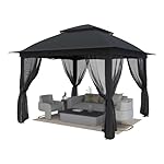 11'X11' Gazebo Pop Up with 4 Sidewalls Mosquito Netting, Heavy Duty Patio Gazebo Canopy Tent with Double Air Roofs for Backyards, Patios, Decks, Gardens, Parks