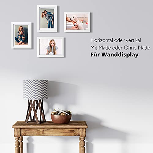 Egofine Bilderrahmen 13x18 cm Weiß 4er-Set, Robuste Holz-Verbund-Fotorahmen mit echtem Glas für Bilder 10x15cm mit Matte… – Bild 8