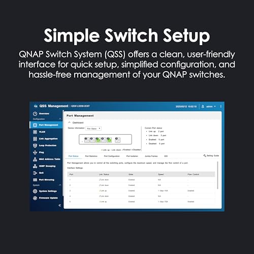 Image of QNAP QSW-L3208-2C6T-US 8-Port Multi-Gig 10GbE Network Switch | Lite-Managed, 6x 10 /5 /2.5 /1G RJ-45, 2x SFP+ /RJ-45 Combo