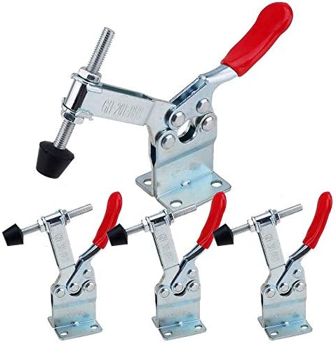 Lot De 4 Pinces à Bascule Rapide (Toggle Clamp) GH-201B - Capacité 90 Kg - Poignée Rouge