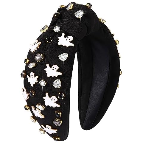 CEALXHENY Gothic Knotted Headbands for Women - Embellished Rhinestone Pearl Top Knot Hair Accessory, Costume Party Gifts Cover