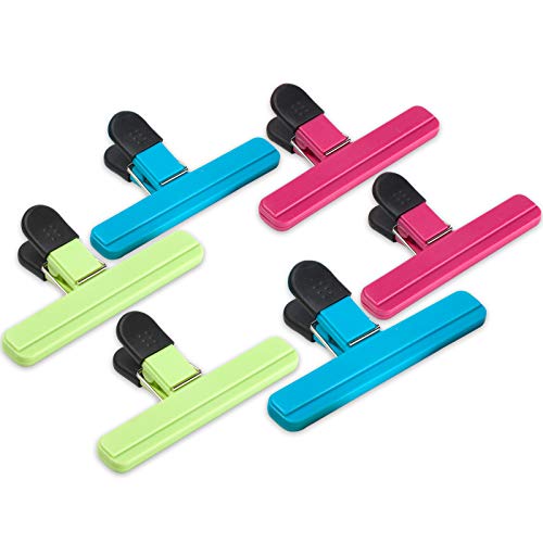 6Pack Large Size Chip Bag Clips, Assorted Colors Foods Snacks Bag Paper Clips, Plastic Heavy Duty Seal Grips