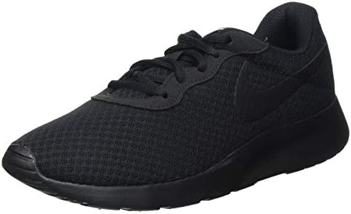 Nike Womens Tanjun Fabric Low Top Lace Up Running, Black/Black/White, Size 9.5 8