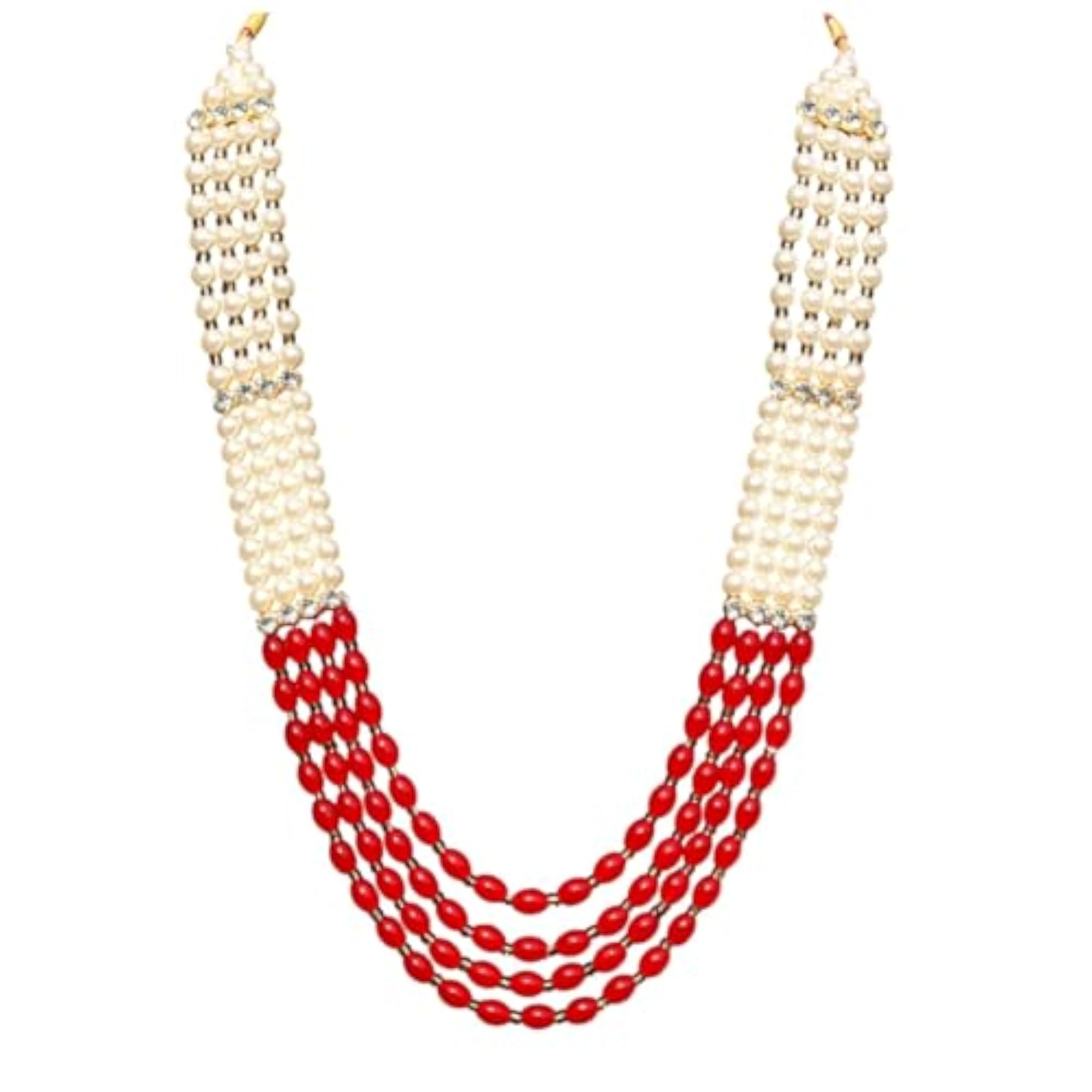 Handmade Pearl Stone & Studded AD Necklace for Men