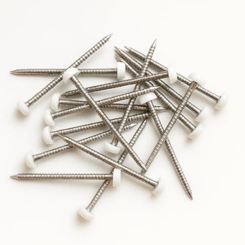 40 mm Poly-Top-Stifte/Nägel (50 Stück), Edelstahl, UPVC Kunststoffkopf, weiß