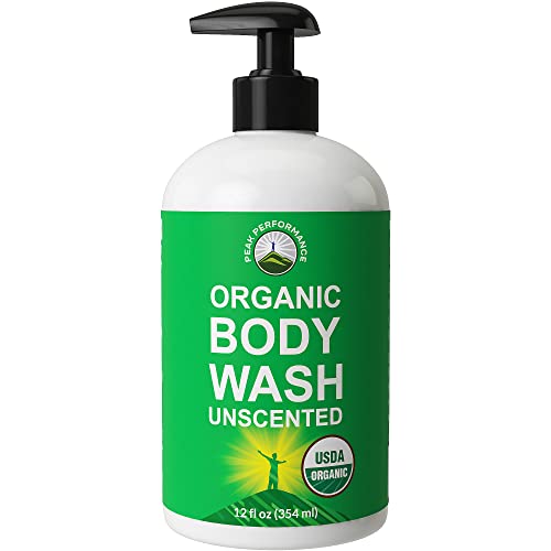 USDA Organic Body Wash - Unscented And Great For Sensitive Skin. Natural Organic Vegan Body Wash Made Organic Plant Oils And Extracts. Free of Toxins, And Chemical Detergents. Made in USA