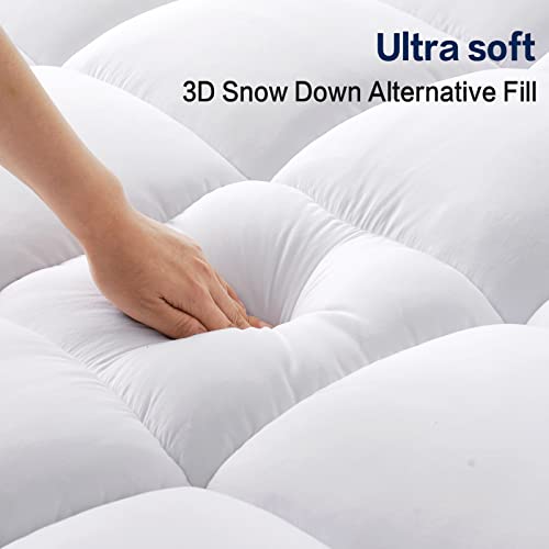 Sopat Mattress Topper Queen Size Extra Thick Mattress Pad Plush Top 8-21" Deep Pocket Soft Down Alternative Fill Mattress Protector Pillow Top Mattress Cover (60X80 Inches, Plush White) #TOP1